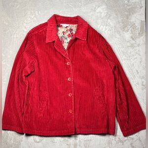 Dress Barn Red Corduroy Button-Up Jacket
